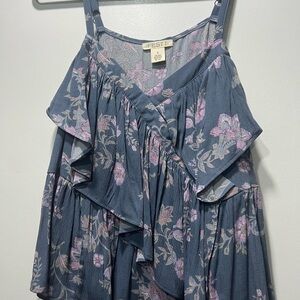 Torrid Blue and Pink Floral Blouse